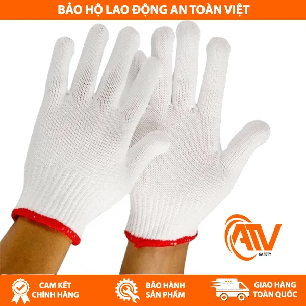 Găng Tay Sợi Poly Trắng thiết kế ôm bàn tay