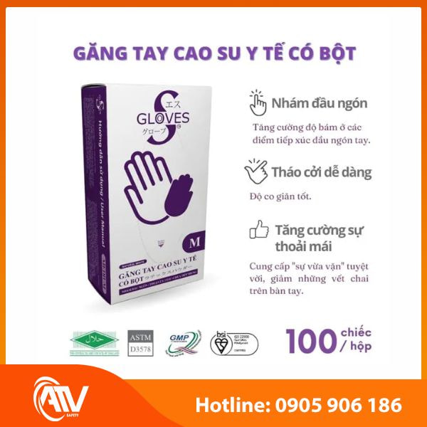 Găng Tay Y Tế Có Bột Latex Sritrang 4.8gr được đóng gói 100 cái trên 1 hộp