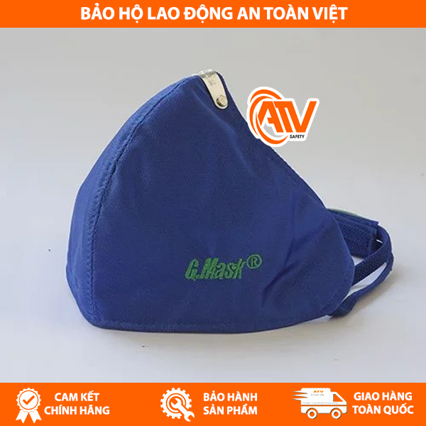 Khẩu Trang Vải Than Hoạt Tính GMask Đeo Sau Đầu xanh dương