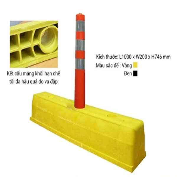 dải phân làn có đế cắm cọc tiêu chi tiết