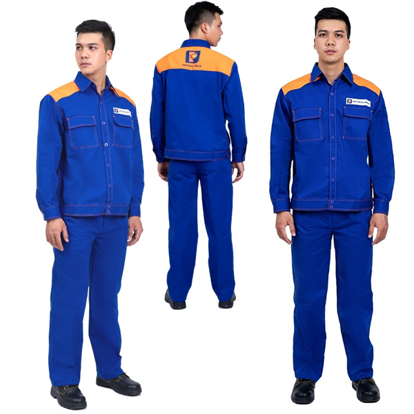 quần áo bảo hộ nhân viên cây xăng vải kaki 65/35
