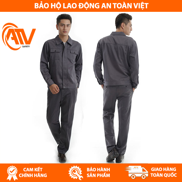 Quần áo công nhân vải kaki màu ghi