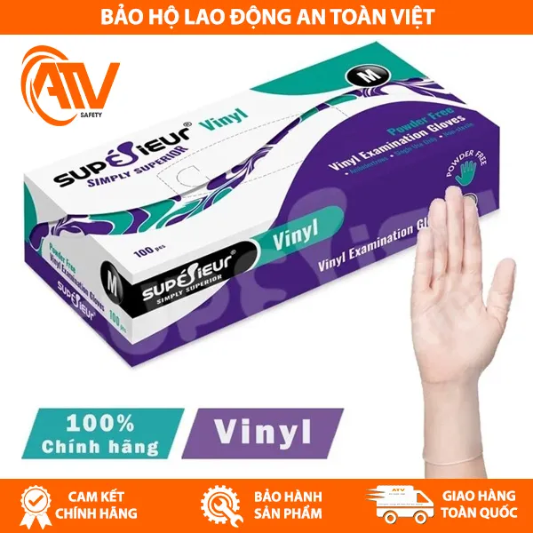  Găng Tay Y Tế Không Bột Vinyl Supérieur