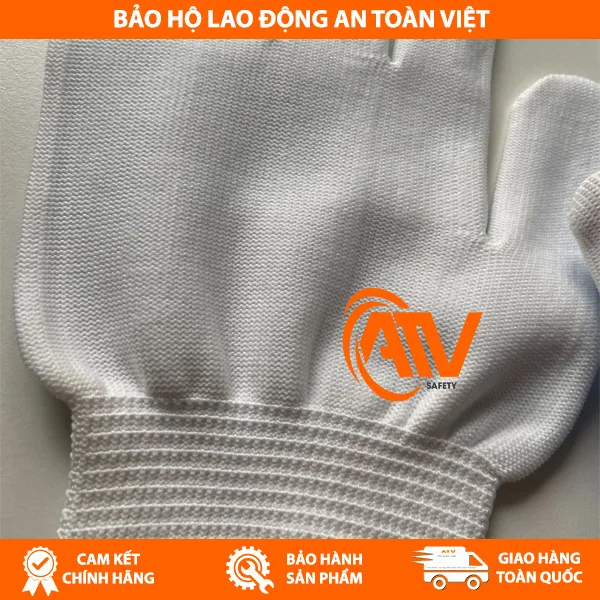 Găng Tay Len Phủ Hạt Nhựa Xanh