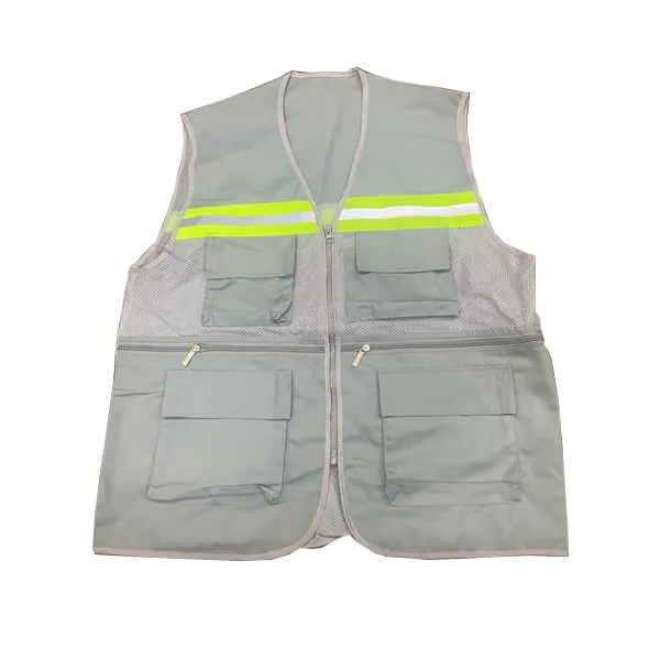 Áo Ghi Lê Kaki Xám Phản Quang Xanh