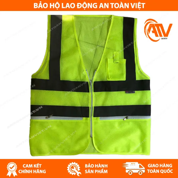 Áo Phản Quang Xanh Dây Đen