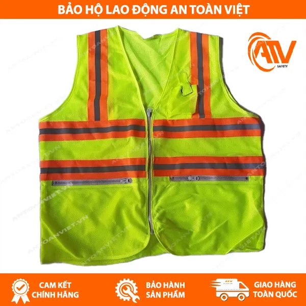 Áo Phản Quang Xanh - Cam Đen