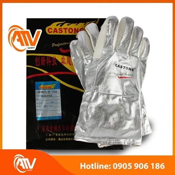Găng Tay Chịu Nhiệt 300 Độ C Castong NFRR15 - 34 Tráng Bạc