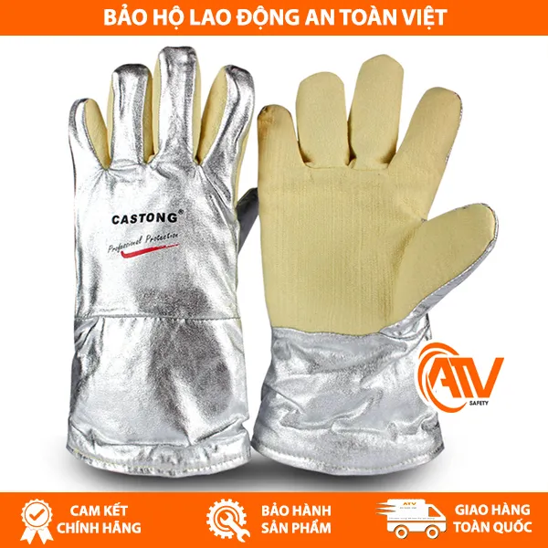 Găng Tay Chịu Nhiệt 500 Độ C Castong YERR15 - 34 Trắng Vàng 