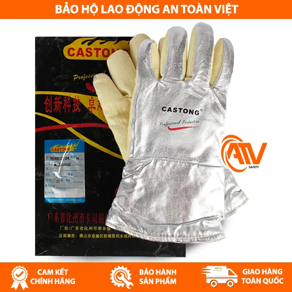 Găng Tay Chịu Nhiệt 500 Độ C Castong YERR15 - 34 Trắng Vàng 