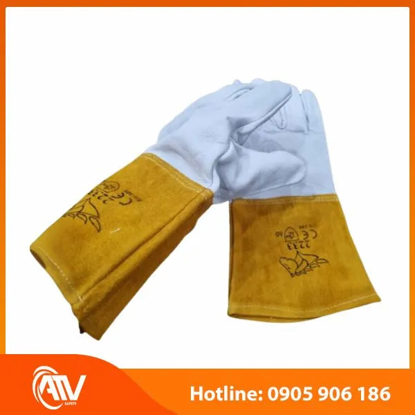 Găng Tay Da Hàn Trắng Vàng TIG 2233