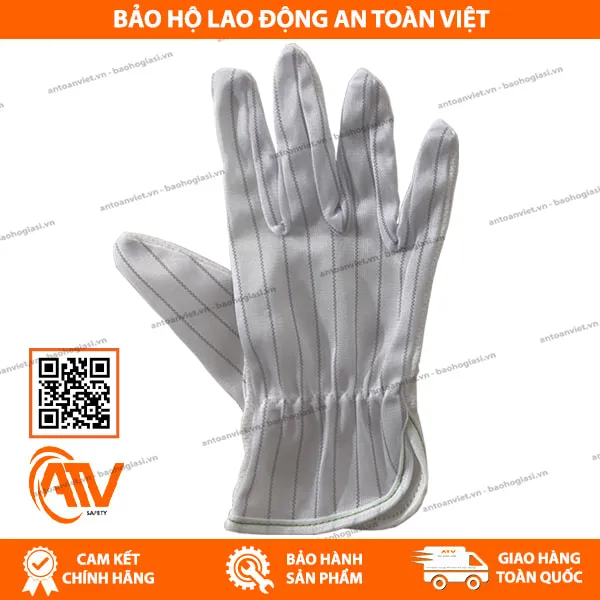 Găng Tay Phòng Sạch Phủ Hạt Nhựa Kẻ Sọc 