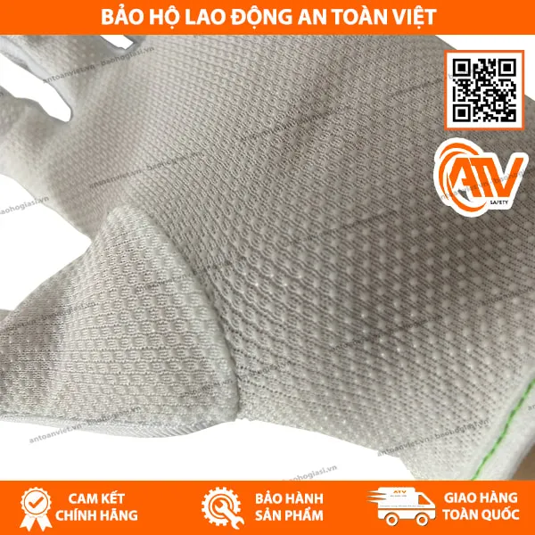 Găng Tay Phòng Sạch Phủ Hạt Nhựa Kẻ Sọc 