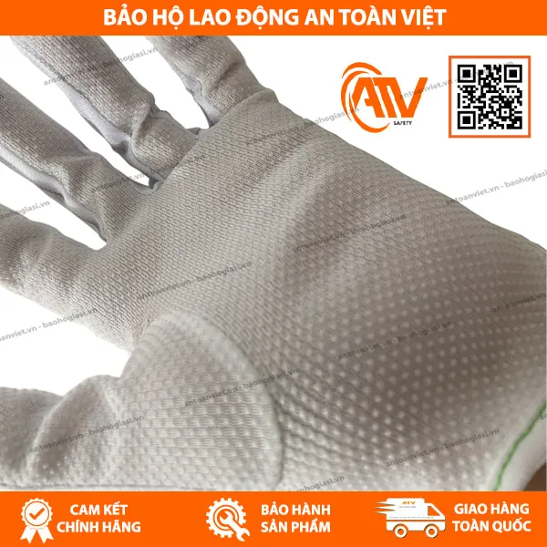 Găng Tay Phòng Sạch Phủ Hạt Nhựa Kẻ Sọc 