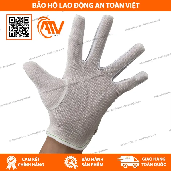 Găng Tay Phòng Sạch Phủ Hạt Nhựa Kẻ Sọc 