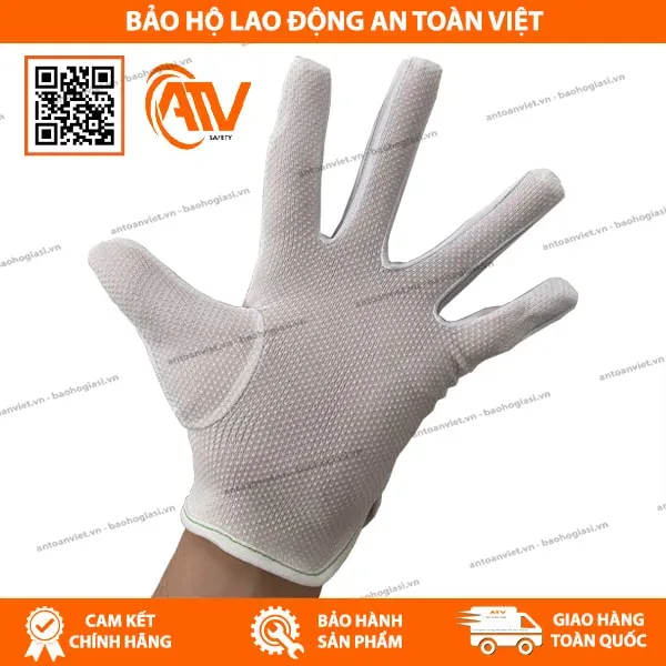 Găng Tay Phòng Sạch Phủ Hạt Nhựa Kẻ Sọc