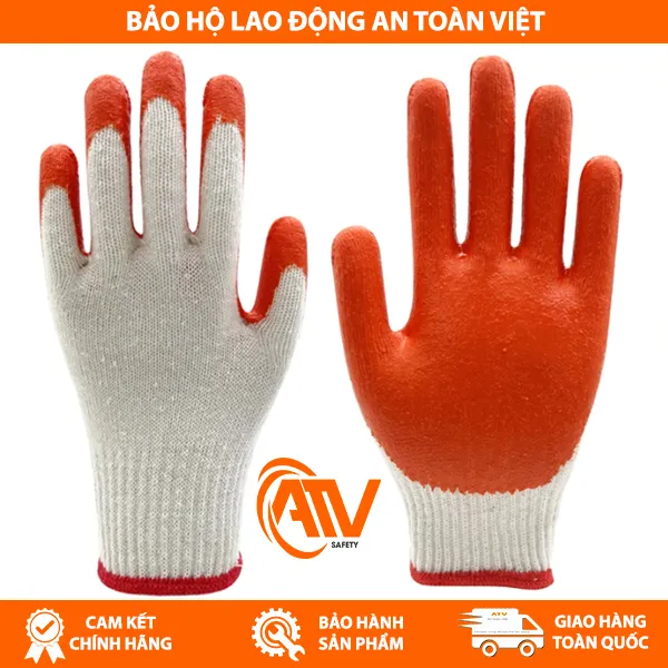 Găng Tay Phủ Cao Su Cam 1 Mặt