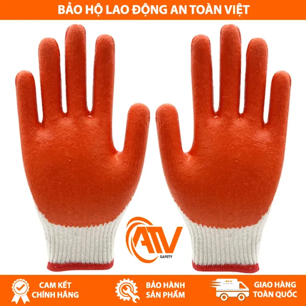Găng Tay Phủ Cao Su Cam 1 Mặt