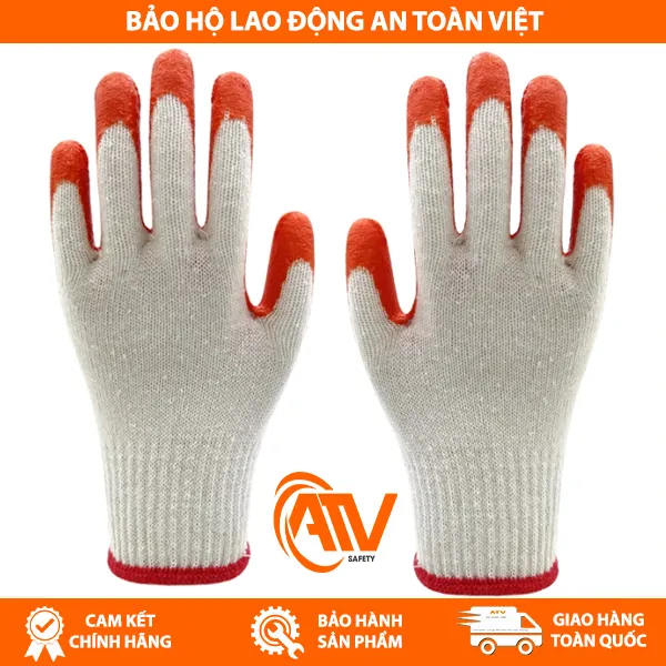 Găng Tay Phủ Cao Su Cam 1 Mặt