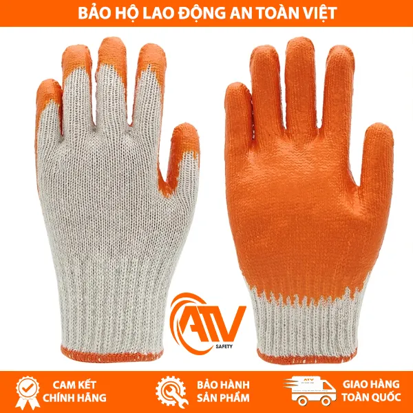 Găng Tay Phủ Cao Su Cam 1 Mặt