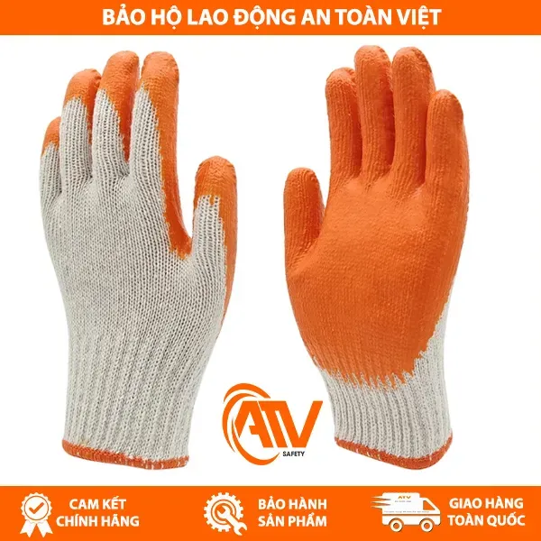 Găng Tay Phủ Cao Su Cam 1 Mặt