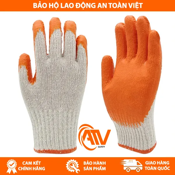 Găng Tay Phủ Cao Su Cam 1 Mặt