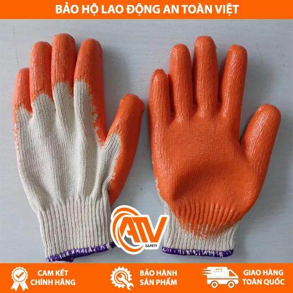 Găng Tay Phủ Cao Su Cam 1 Mặt