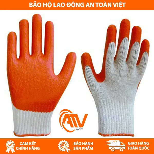 Găng Tay Phủ Cao Su Cam 1 Mặt