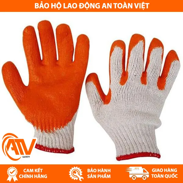 Găng Tay Phủ Cao Su Cam 1 Mặt