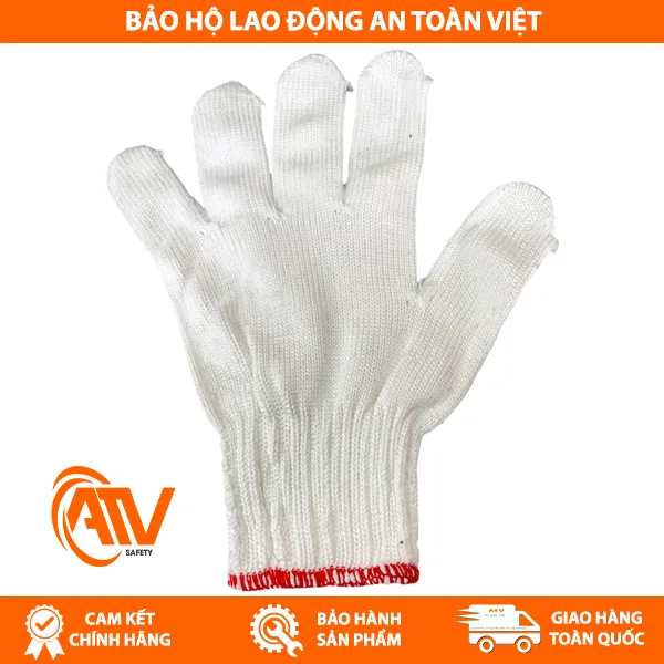 Găng Tay Sợi Poly Trắng 