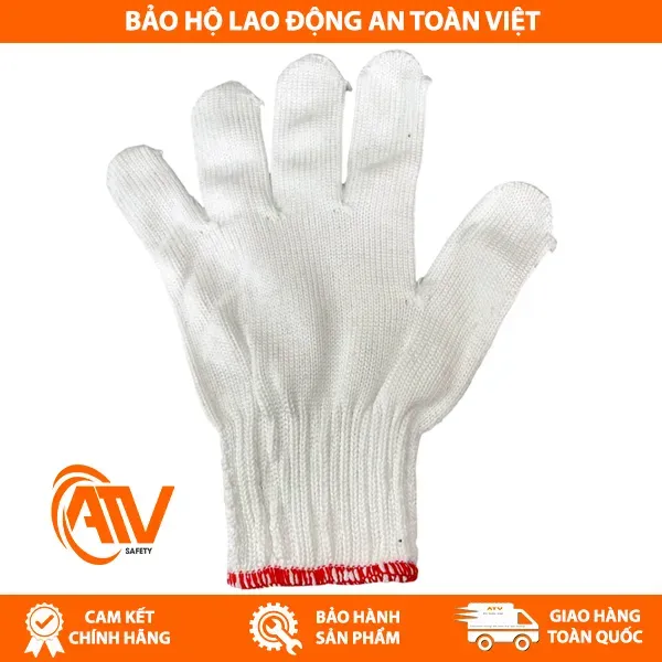 Găng Tay Sợi Poly Trắng