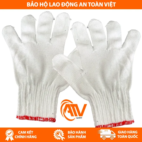 Găng Tay Sợi Poly Trắng 