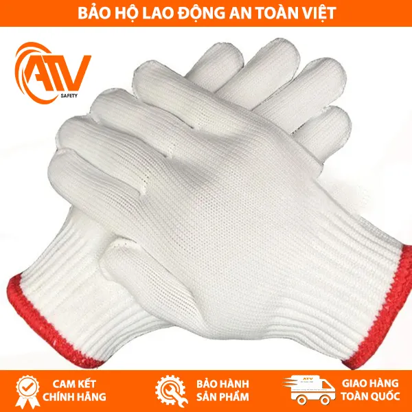 Găng Tay Sợi Poly Trắng 