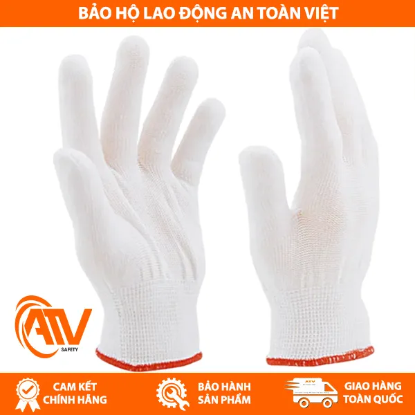 Găng Tay Sợi Poly Trắng 