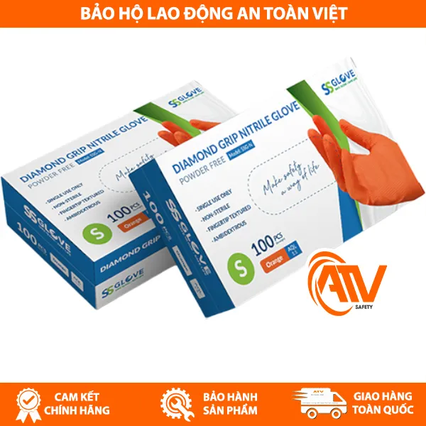 Găng Tay Nitrile Không Bột Công Nghiệp Diamond Grip SSGLOVE 