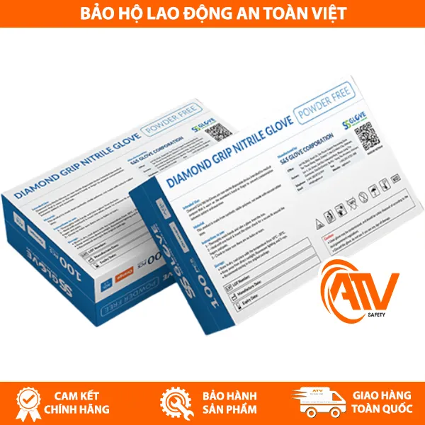 Găng Tay Nitrile Không Bột Công Nghiệp Diamond Grip SSGLOVE 