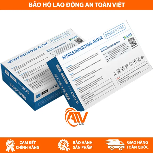 Găng Tay Nitrile Không Bột SSGLOVE Công Nghiệp Màu Đen