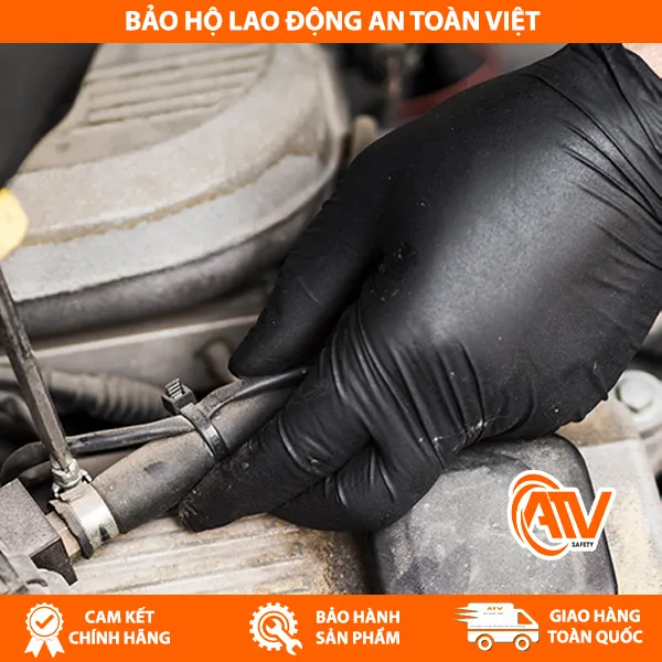 Găng Tay Nitrile Không Bột SSGLOVE Công Nghiệp Màu Đen