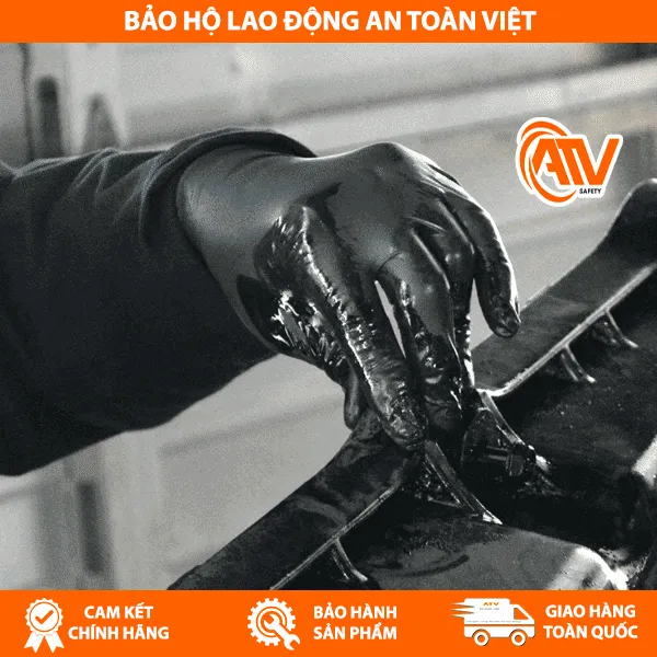 Găng Tay Nitrile Không Bột SSGLOVE Công Nghiệp Màu Đen