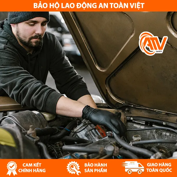 Găng Tay Nitrile Không Bột SSGLOVE Công Nghiệp Màu Đen