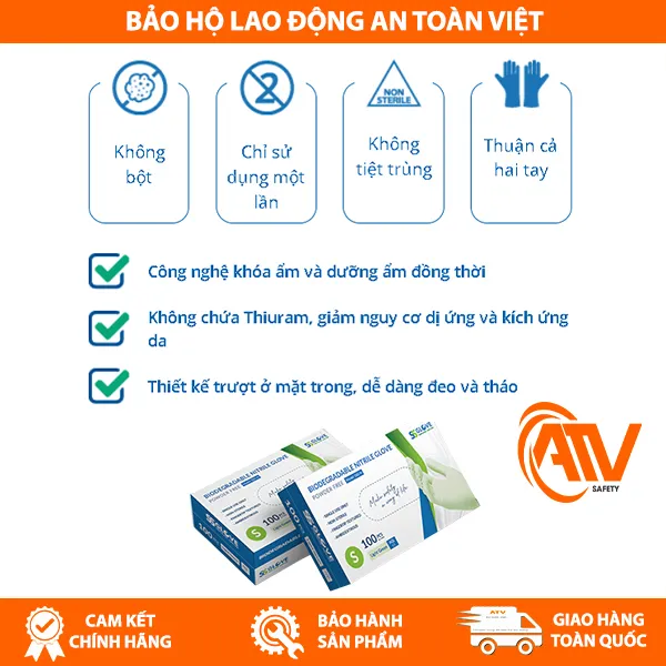 Găng Tay Nitrile Không Bột SSGLOVE Dưỡng Ẩm