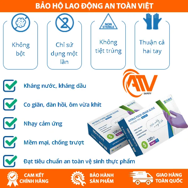 Găng Tay Nitrile Không Bột Thực Phẩm SSGLOVE 