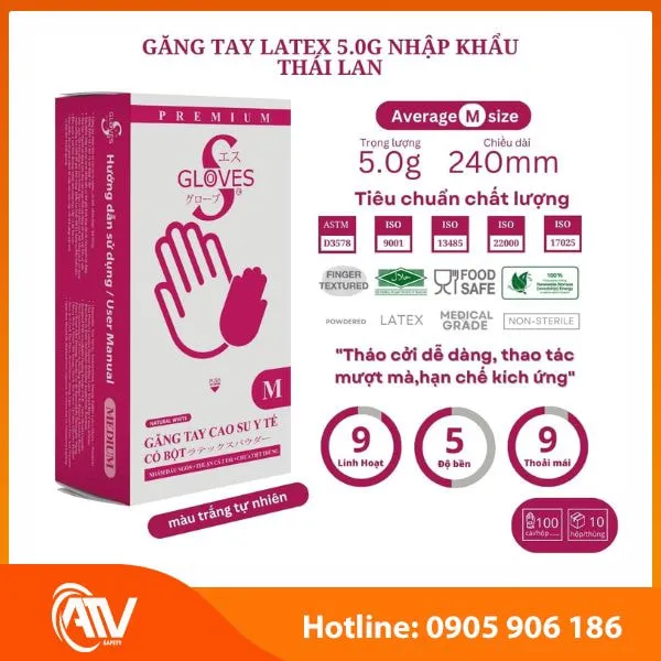 Găng Tay Y Tế Có Bột Latex Sritrang 5.0 G