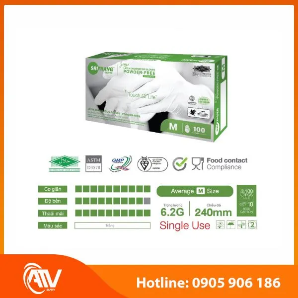 Găng Tay Y Tế Không Bột Latex Sritrang 5.5 Gr 