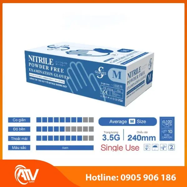 Găng Tay Y Tế Không Bột Nitrile Sritrang 3.5 Gr 