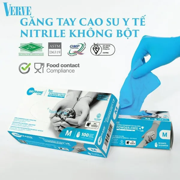 Găng Tay Y Tế Không Bột Nitrile Sritrang 4.8Gr 