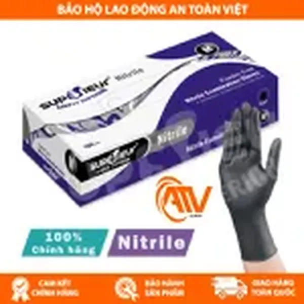 Găng Tay Y Tế Không Bột Nitrile Supérieur Màu Đen