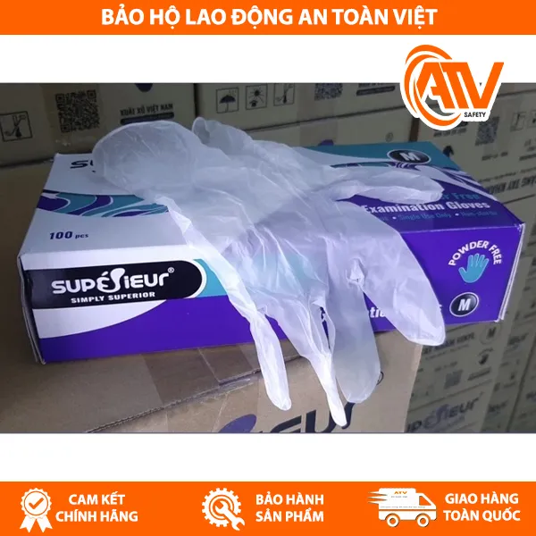  Găng Tay Y Tế Không Bột Vinyl Supérieur
