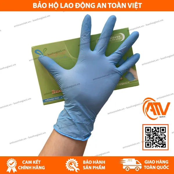 Găng Tay Y Tế Không Bột Nitrile Vietglove Ezcare Màu Xanh