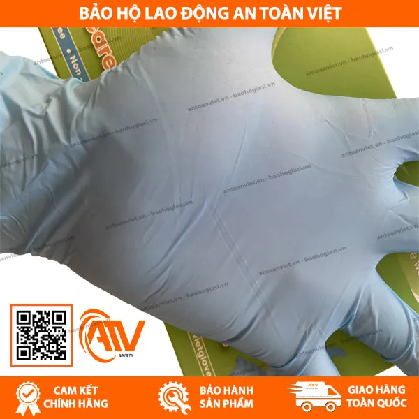 Găng Tay Y Tế Không Bột Nitrile Vietglove Ezcare Màu Xanh